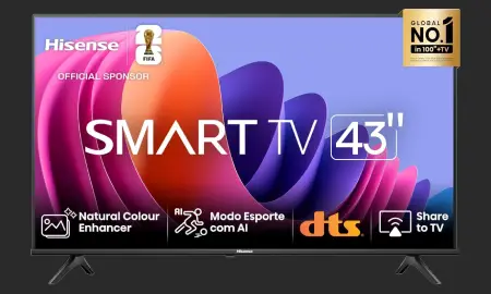 Hisense Smart TV FHD 43 Polegadas 43A4N com DTS Virtual X, Game e Sports Mode, Controle por Voz, Share to TV e Compatível com Alexa