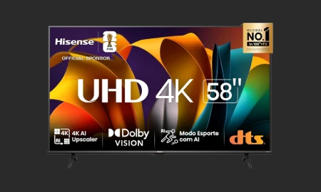 Hisense Smart TV UHD 4K DLED 58” Polegadas 58A6N com HDR10+ Dolby Vision Game Mode Controle por Voz Alexa Built-In AirPlay