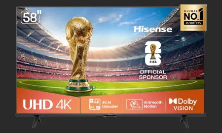 Hisense Smart TV UHD 4K DLED 58 Polegadas 58A6NV com HDR10 Dolby Vision Game Mode Controle por Voz Alexa Built-In AirPlay