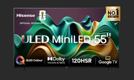 Hisense Smart TV UHD 4K Mini LED 55” Polegadas 55U6N Google TV, Processador com AI, HDR10+, Dolby Atmos, Sports Mode, Game Mode Plus e Compatível com Alexa