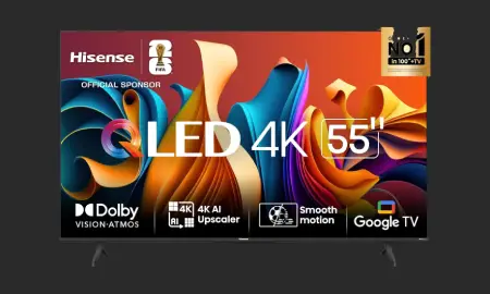 Hisense Smart TV UHD 4K QLED 55” Polegadas 55Q6N Google TV com HDR10+, Dolby Atmos, Sports Mode, Game Mode Plus e Compatível com Alexa