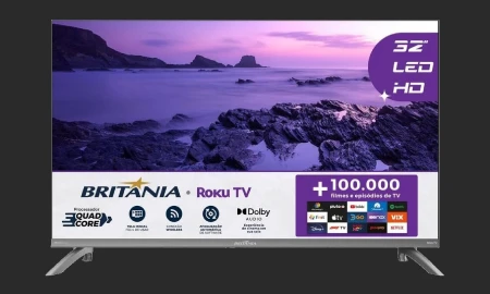 Smart TV 32 Polegadas HD Britânia B32CRA Roku TV LED Wi-fi HDMI USB