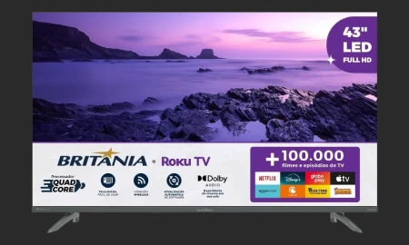Smart TV 43 Polegadas Britânia BTV43VA4REGB Roku TV LED Dolby Audio