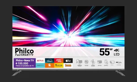 Smart TV 55 Polegadas Philco 4K UHD LED Roku TV Dolby Audio P55CRA